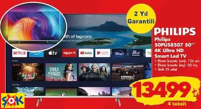 PHİLİPS 50PUS8507 50’’ 4K ULTRA HD SMART LED TV/AKILLI TELEVİZYON